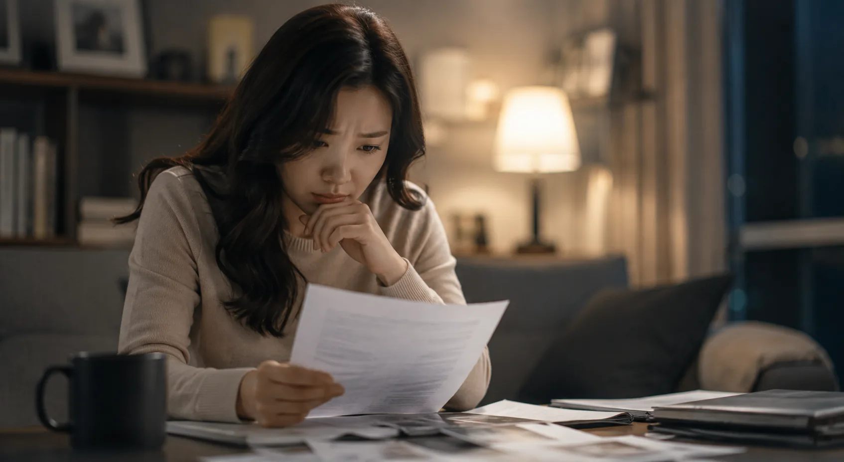 고민하는 여성 의뢰인